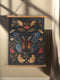 Ancient sunsets meet twilight waters in this captivating botanical symphony of light and shadow. This extraordinary wall hanging showcases a majestic sapphire butterfly adorned with vibrant coral and golden accents, framed by a harmonious arrangement of amber and coral ginkgo leaves against midnight velvet. The intricate 3D print replicates the dimensional quality of fine embroidery, each golden vein and azure wing rendered with museum-quality precision. A breathtaking centerpiece for entryways, reading noo